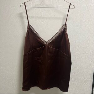 ZARA Brown Lace Trim Tank Top